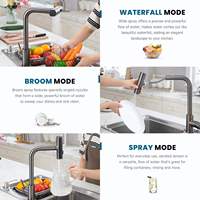 Robinet de cuisine moderne en acier inoxydable et céramique, monocommande, à poser sur comptoir, avec douchette extractible, rotation à 360 degrés, 4 modes de pulvérisation, pour hôtels