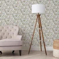 Papier peint PVC UDK à motif géométrique blanc avec adhésif intégré et design imperméable en relief profond pour la décoration de la maison en DIY