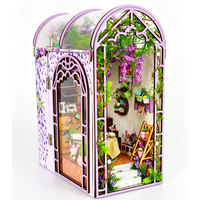 Kit de maison miniature DIY Minihaven 3D Book Nook Jardin de glycine violette Insert de étagère en bois Jouet Cadeau