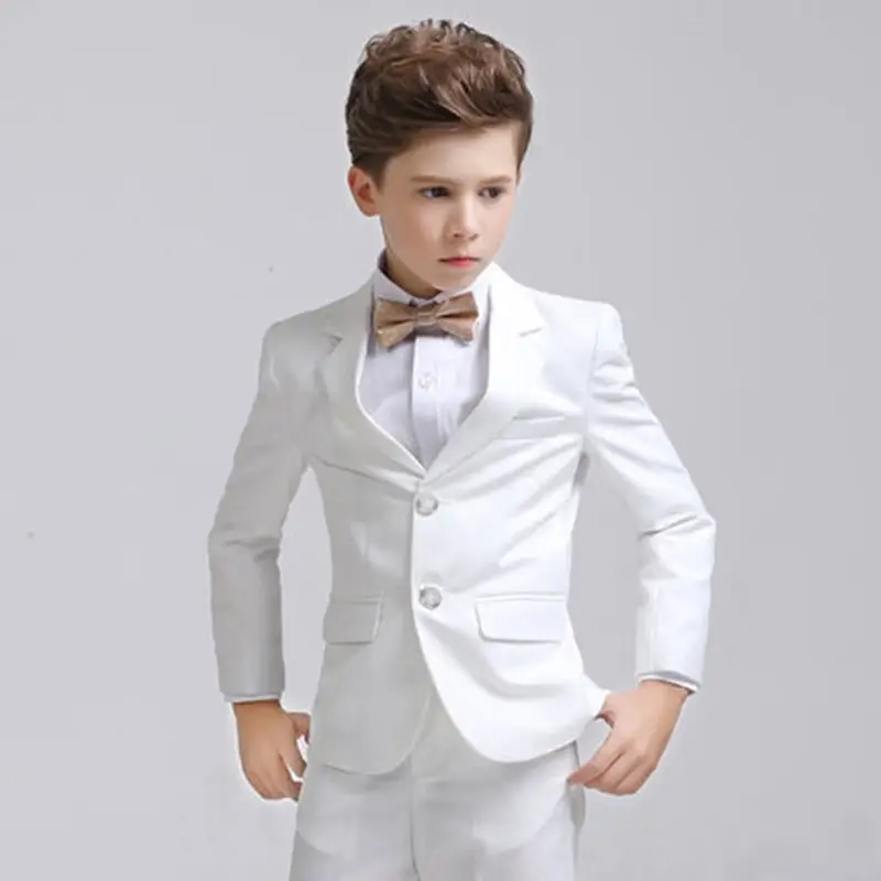 BB002 Formal Boys Suits For Wedding Party White Blazers Pants Baptism Children Outfit Kids Costume Gentlemen Teenager Tuxedos