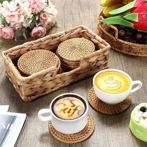 Sous-verres en rotin faits à la main, résistants à la chaleur, tapis antidérapants tissés pour tasses, légers et faciles à nettoyer pour la cuisine, le café et l'usage quotidien - Product Image 5