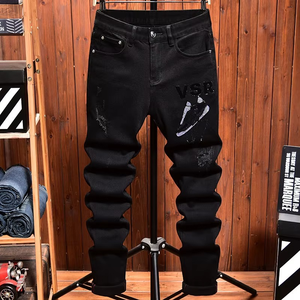 Jeans Góticos de Corte Bootcut Azul Claro para Hombre, Diseño Personalizado, Cintura Alta, Moda Casual, Pantalones Ajustados Transpirables para Verano - Product Image 5