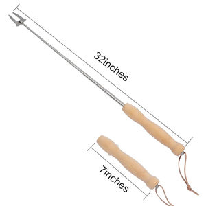 Fourchettes télescopiques pour saucisses et hot-dogs UPSILON en acier inoxydable de 32 pouces, manche en <span class=keywords><strong>bois</strong></span>, résistantes à la chaleur, faciles à nettoyer, logo personnalisé - Product Image 3