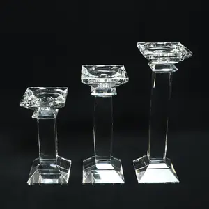 Centrotavola portacandele personalizzati con pilastro in cristallo di vetro per interni in vetro