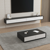 Meuble TV flottant en bois, sur mesure, de qualité supérieure, au design minimaliste et moderne, avec rangement simple et long, pour salon