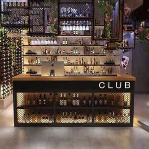 Commercial Furniture <strong>Bar</strong> Reception Desk Kitchen High <strong>Bar</strong> Cafe Coffee Restaurant Wood <strong>Bar</strong> <strong>Counter</strong> Table with Led Light - Product Image 1