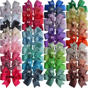 Ganchos para el pelo con moño de 3,5 pulgadas, accesorios de Boutique, cinta de grogrén, horquilla de lazo para niña y bebé - Product Image 1