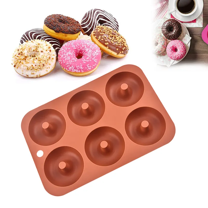 Oem/Odm Fábrica Atacado BPA Livre Não Vara 6 Cavidade Biscuit Biscoito Bolo Molde Food Grade Silicone Baking Moldes