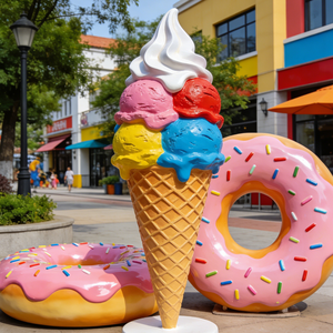 Scultura Personalizzata in Fibra di Vetro a Forma di Ciambella Gelato, Statua per Decorazione Esterna, Esposizione in Negozio, Pubblicità, Oggetto Fotografico - Product Image 6