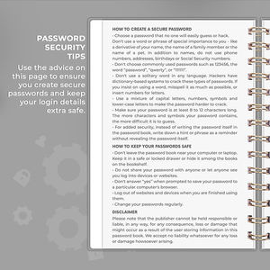 Carnet de mots de passe à spirale avec répertoire classé <span class=keywords><strong>des</strong></span> adresses Internet, étiquettes de style lettre, carnet de mots de passe - Product Image 5
