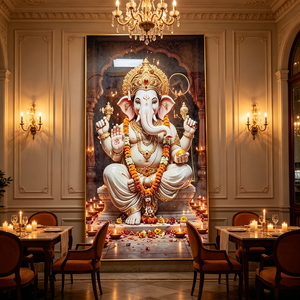 Factory Custom Golden Lord Ganesha <b>Framed</b> Hindu Home Decor Perfect Diwali Festival Gift Crystal Porcelain Painting Wall Art - Product Image 5
