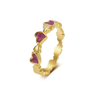 Trendy heart-shaped drip <b>ring</b> for women, <b>titanium</b> steel gold-plated, sweet and cool style, niche and high-end pinky <b>ring</b>. - Product Image 1