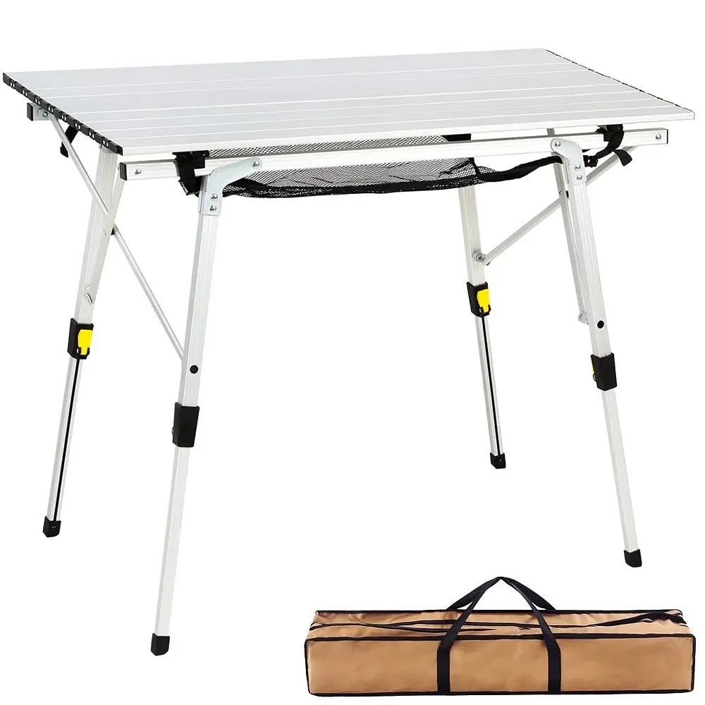 Portable lightweight adjustable foldable table outdoor aluminum camping table for picnic