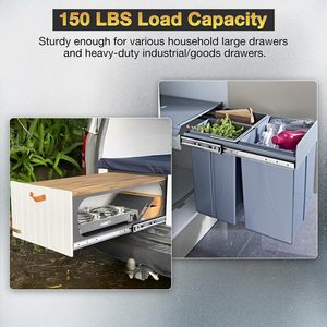 Yenuo nhiệm vụ nặng nề ngăn kéo Slide mở rộng đầy đủ side núi 12 40 inch kim loại đường ray theo dõi hướng dẫn glides <span class=keywords><strong>RUNNERS</strong></span> 150 lbs 1 cặp - Product Image 2