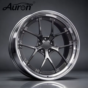 Rueda de Aleación de Aluminio Auron, Negro Brillante, Borde Mecanizado, Multirradio, Forjada en Una Sola Pieza, Nueva, para Automóvil de Pasajeros, 5x114.3 - Product Image 1