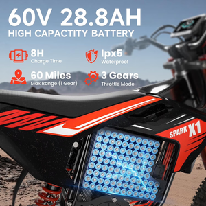 Moto <span class=keywords><strong>tout</strong></span>-<span class=keywords><strong>terrain</strong></span> électrique pour adultes, freins hydrauliques, étanche IPX6, batterie 60V 28.8AH, moteur 4500W, vitesse maximale 70 km/h - X1 - Product Image 6