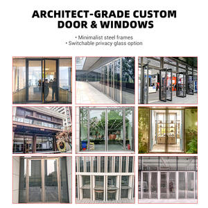 Perfil de diseño de color personalizado Profundo 65mm Insonorizado Marco de acero resistente a la intemperie Puertas de entrada Puerta abatible - Product Image 6