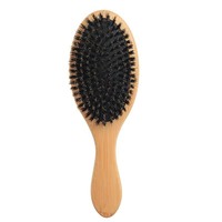 Brosse à cheveux naturelle, avec logo personnalisé, en bois de bambou, poils de sanglier, pour femmes, extension de cheveux, brosse à perruque