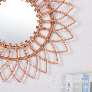 Willow Woven Decorative <b>Mirror</b> Round 50cm Handmade Rattan Wall <b>Hanging</b> <b>Mirror</b> For Living Room Entryway - Product Image 5