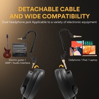 MAONO Over Ear Headphone Studio Driver 50MM dengan Suara Stereo untuk DJ Mixer Headphone Monitor Lipat Kabel Profesional