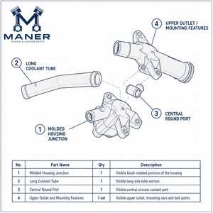ชุดประกอบตัวเรือนเทอร์โมสตัทน้ำหล่อเย็นเครื่องยนต์ MANER รุ่น OE 07K121115C 07K121115B ใช้ได้กับรถยนต์ VW Beetle Jetta Golf Rabbit เครื่องยนต์ 2.5L 07K - Product Image 5