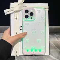 Coque de téléphone tendance pour iPhone 17, motif nœud papillon rose-blanc, avec flash d'arrivée d'appel et détection vocale pour appels entrants, compatible Apple 16, 15, 14