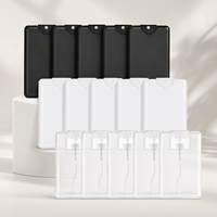 Flacon vaporisateur plat de 20 ml en plastique PP blanc/noir, format carte de crédit, pour parfum de poche, mini-bouteille à pression