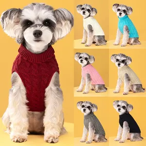 Maglione invernale caldo Plain Dog maglione maglione dolcevita vestiti per animali domestici per piccoli cuccioli cani Chihuahua Bulldog francese - Product Image 3