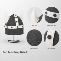 Chapeau de sauna en feutre de laine avec cornes et cache-oreilles, gris anthracite, pour hommes et femmes, idéal pour sauna, spa et usage domestique