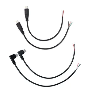 Prêt à expédier 0.25m 1m 2m en stock Câble USB Type C mâle femelle à 2 Core 4 Core Wire Open End