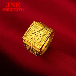 Bague <span class=keywords><strong>pour</strong></span> <span class=keywords><strong>homme</strong></span> de style boutique, plaquée or sous vide, imitation de haute qualité de l'or de placer du Vietnam, avec motif de bénédiction dorée et de fortune - Product Image 2