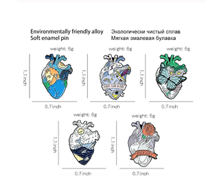 Nueva llegada 5 estilos personalizados <span class=keywords><strong>Van</strong></span> <span class=keywords><strong>Gogh</strong></span> espacio océano ballena <span class=keywords><strong>Rosa</strong></span> chica poder órgano en forma <span class=keywords><strong>de</strong></span> corazón broche <span class=keywords><strong>de</strong></span> solapa gran oferta - Product Image 3