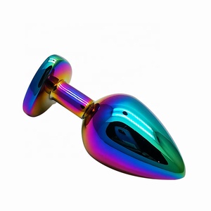 Prise anale colorée en métal <span class=keywords><strong>cristal</strong></span> arc-en-ciel, jouet <span class=keywords><strong>Anal</strong></span> Sexy, pour femmes, 4 pièces - Product Image 5