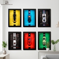 Boîte à figurines verticale moderne en grain de bois pour modèles de voitures de sport, cadeau pour les fans d'automobiles, décoration murale pour la maison