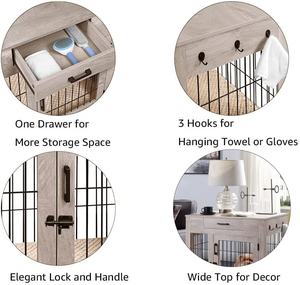 Caja <span class=keywords><strong>para</strong></span> perro personalizable de lujo estilo mueble interior con cajón de mesa final perrera <span class=keywords><strong>para</strong></span> mascotas estera de <span class=keywords><strong>dos</strong></span> puertas <span class=keywords><strong>caseta</strong></span> de perro características elegantes - Product Image 5