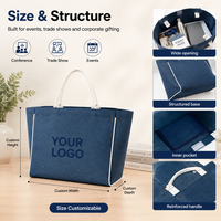 Sac fourre-tout à large base avec poche intérieure et passepoil contrastant pour impression de logo personnalisé