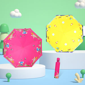 <span class=keywords><strong>Parapluie</strong></span> automatique à trois plis en caoutchouc, thème dessin animé, pour enfants, protection du soleil, noir, 1 pièce - Product Image 2