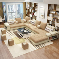 Ensemble Canapé de Salon Confortable en Tissu de Style Moderne 7 Places