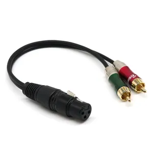 Adaptateur 3 broches xlr femelle à double rca mâle, convertisseur câble audio