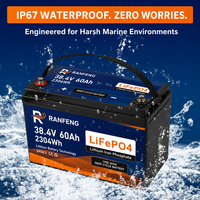 Batería de Litio Marina LiFePO4 de 38.4V 50Ah, NMEA 2000, Impermeable, de Ciclo Profundo, para Barcos, Yates, Energía Solar, 60Ah 100Ah 105Ah 150Ah 300Ah
