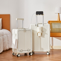 Pc Trolley Case Multifonctionnel Usb Bagages Ensembles avec Porte-Gobelet Dur Carry On Voyage Bagages Valise