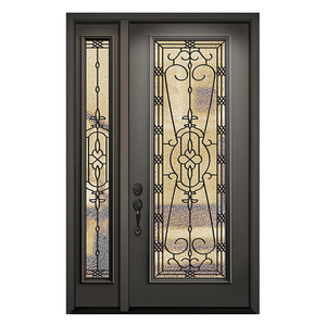 Prix usine portes d'entrée principales en métal de luxe extérieur simple porte d'entrée avant en <span class=keywords><strong>fer</strong></span> <span class=keywords><strong>forgé</strong></span> avec fenêtre d'ouverture en verre - Product Image 5