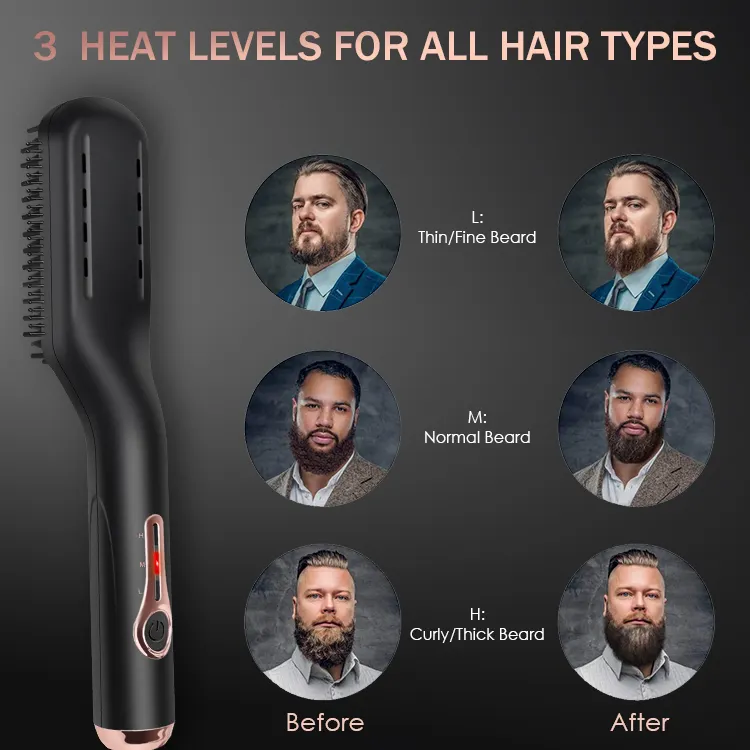 Multifunctional बाल Straightener के लिए ब्रश दाढ़ी कंघी बाल Curler त्वरित दाढ़ी बाल Styler पुरुषों
