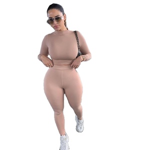 Ensemble 2 pièces Slim manches longues et pantalon taille haute pour femme, tenue décontractée, couleur unie, nouvelle mode printemps - Product Image 2