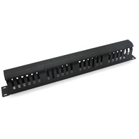Support de montage en métal noir de 19 pouces, 24 emplacements, panneau de gestion de câble Horizontal 1U