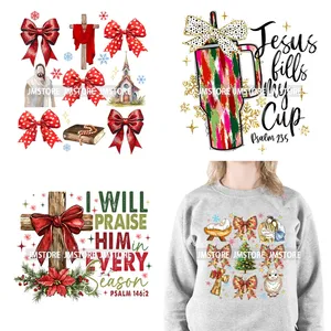 โอ้มาให้เรารักเขาพระเยซูคริสต์เทศกาลคริสต์<span class=keywords><strong>มา</strong></span>สศาสนาพระคัมภีร์เหล็กบน DTF สติกเกอร์โอนพร้อมที่จะกดสำหรับเสื้อยืด - Product Image 1