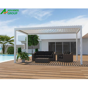 Cubierta de patio Techo de aluminio OEM Kits de sistema de pérgola eléctrica Terraza <span class=keywords><strong>Gazebo</strong></span> Jardín Persiana de aluminio Pérgola de techo con cortina - Product Image 1