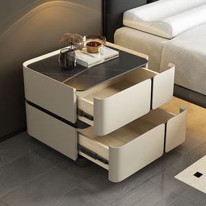 Chevets modernes <span class=keywords><strong>de</strong></span> luxe en cuir et métal intelligent, tables <span class=keywords><strong>de</strong></span> <span class=keywords><strong>chevet</strong></span> en bois massif, <span class=keywords><strong>table</strong></span> d'appoint avec haut-parleurs - Product Image 3