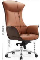 Chaise de bureau exécutive ergonomique à dossier haut en cuir PU, inclinable, avec base en aluminium pivotante, pour bureau de direction, ordinateur, siège de PDG