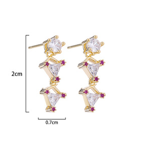 Geometric <b>Stud</b> Earrings Gold <b>Silver</b> Rose Gold Claw Setting Zircon Everyday Wear - Product Image 5